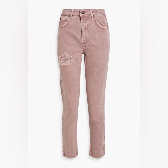 SANDRO
Jilly Cropped Distressed High-rise Straight-leg Jeans In Antique Rose - Picture 1 of 6